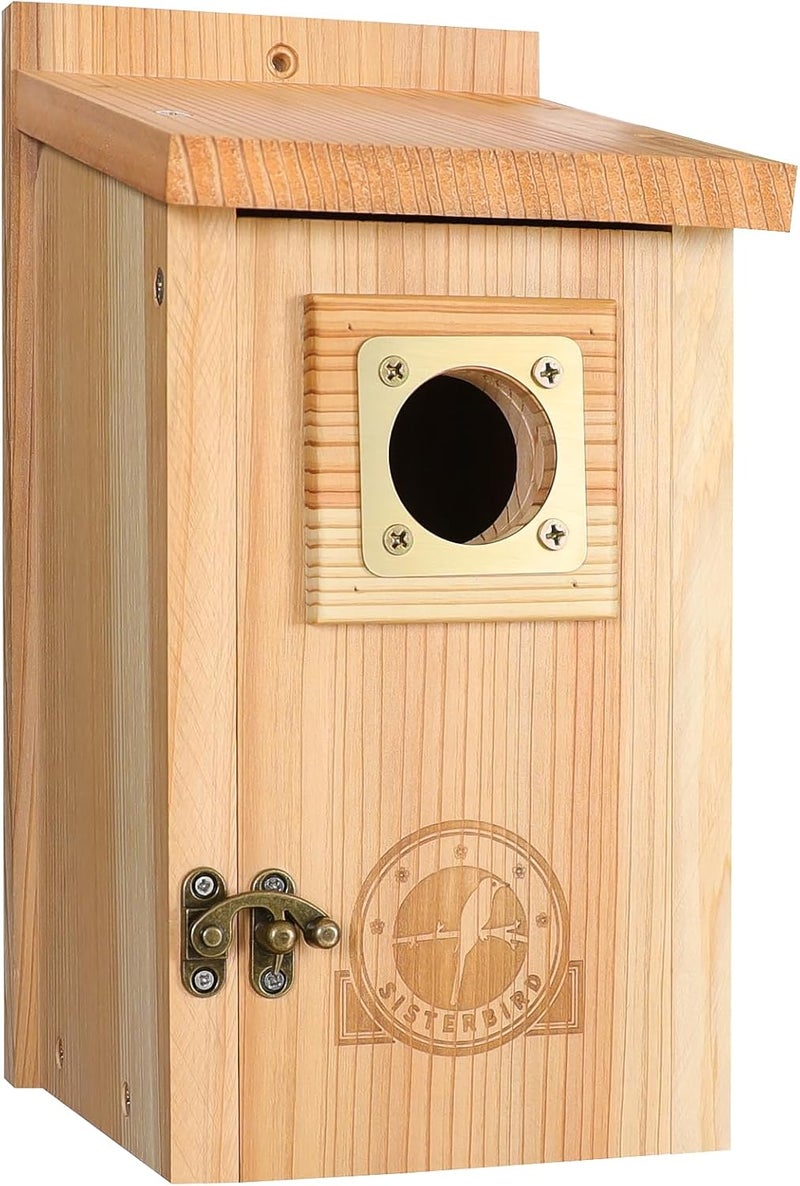 SISTERBIRD Bird Houses for Outside Clearance with Copper Guard, Cedar Bird House Outdoor, Bluebird Finch Swallow Wren Chickadee - Image 1